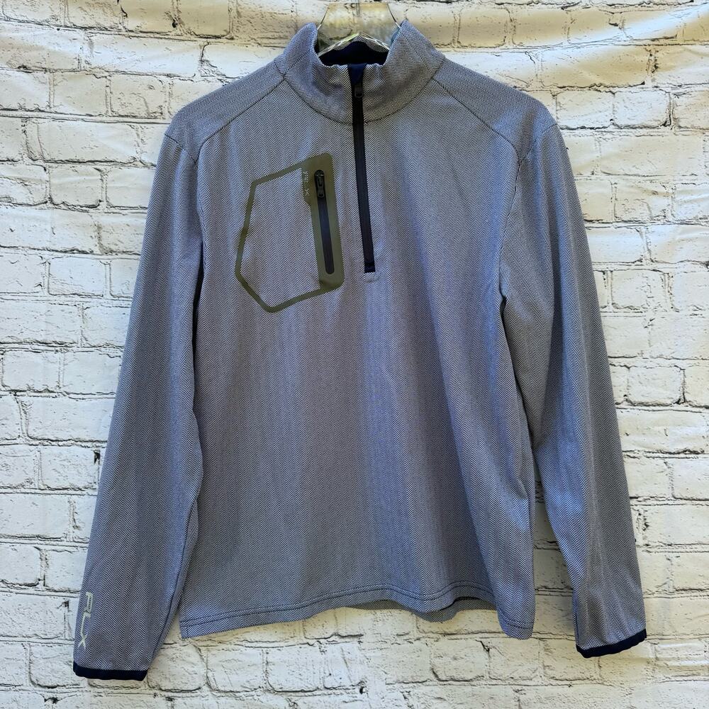 RLX Ralph Lauren Gray Half-Zip Performance Jacket with Olive Accent